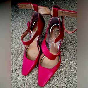 Jessica Simpson red leather heels